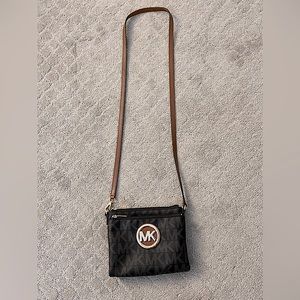 Michael Kors Travel Crossbody Purse | Color: Brown MK Monogram | Gently Used